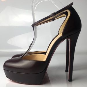 Christian Louboutin Top La 140 Eggplant Pumps 38